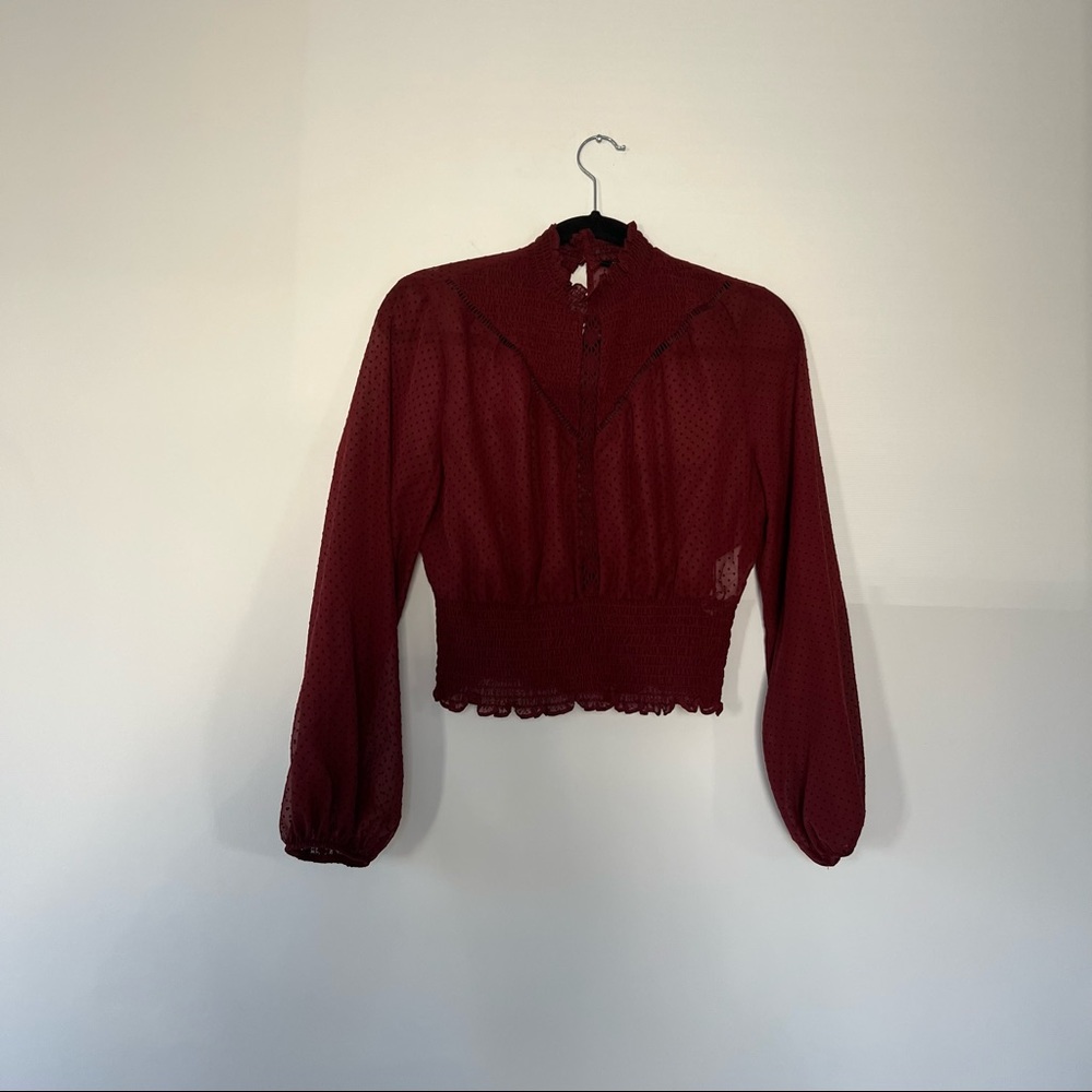 Burgundy High Neck Blouse